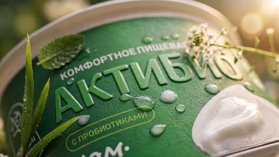 Упаковка продукта с каплями росы
